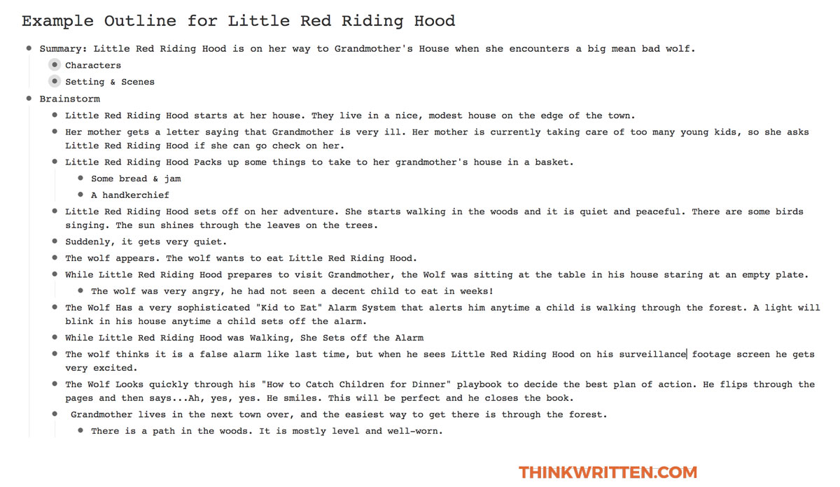 Little Red Riding Hood Example Plot Points