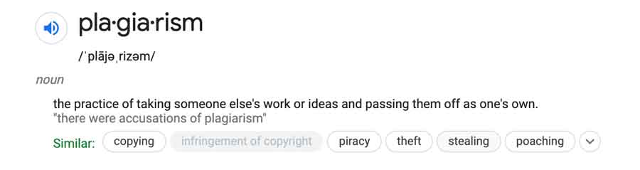 screenshot of plagiarism definition