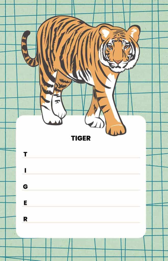 Tiger Acrostic Poem Template