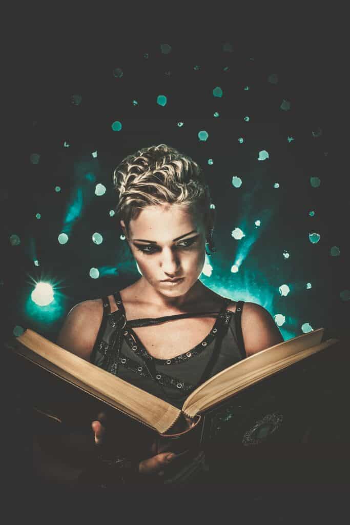 Steampunk girl with a book